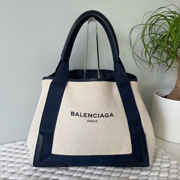Balenciaga Handbags - BALENCIAGA Tote Bag Navy Cabas S